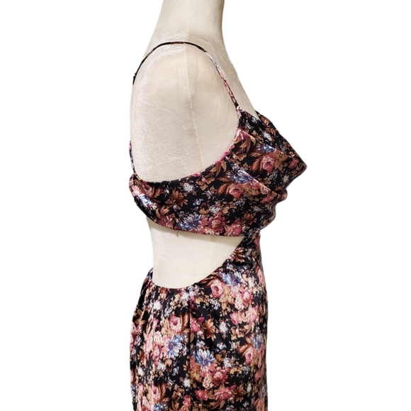 Mable Cut Out Dress Womens Size Large Multi Floral Cowl Neck Backless Maxi Dress - Picture 7 of 16